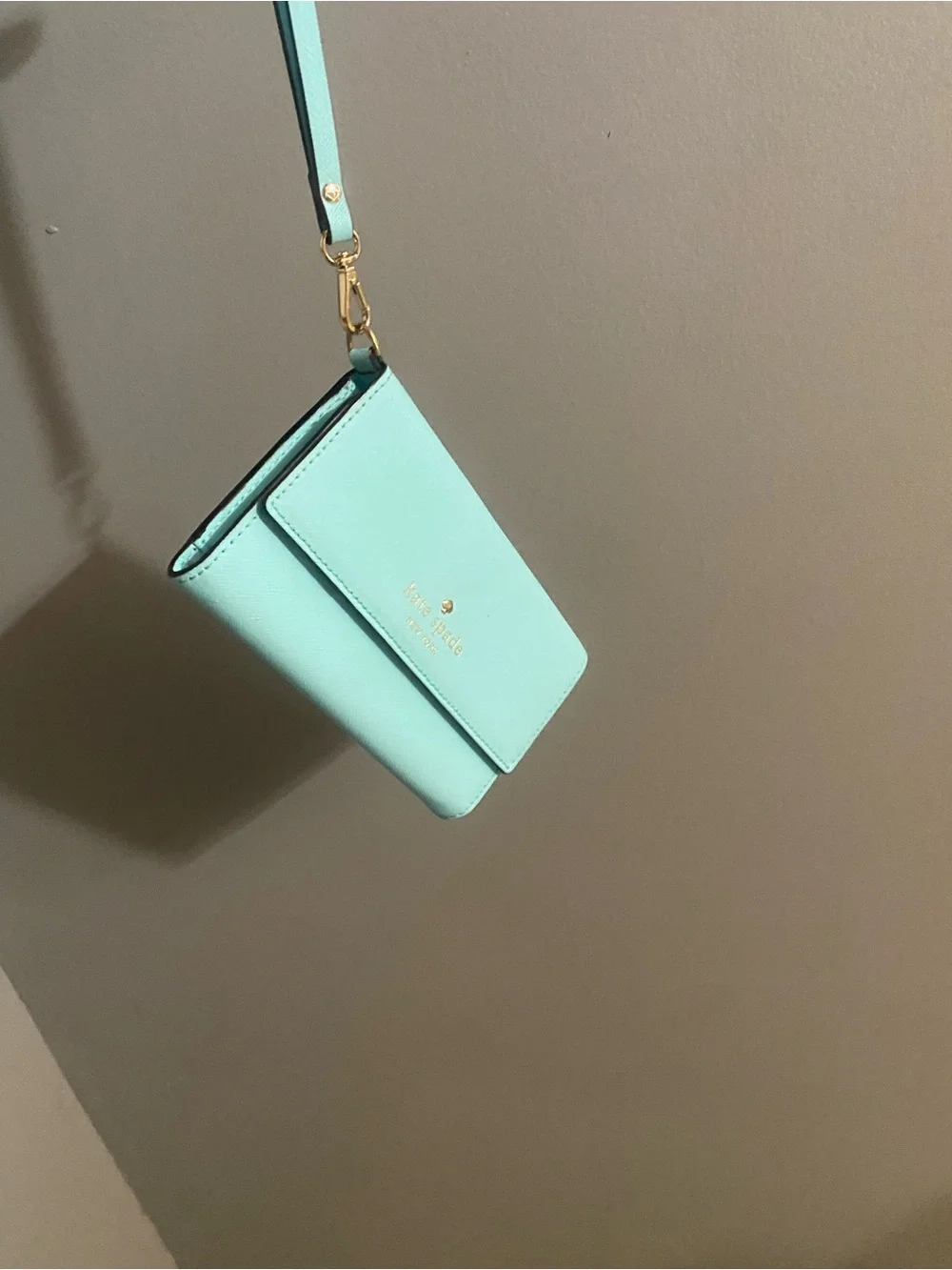 kate spade Mint Green Saffiano Wristlet Card Case
